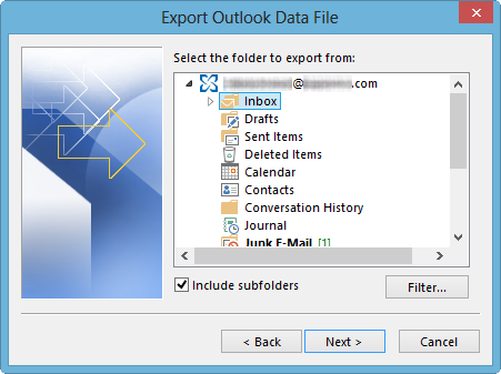 Export Outlook Data File