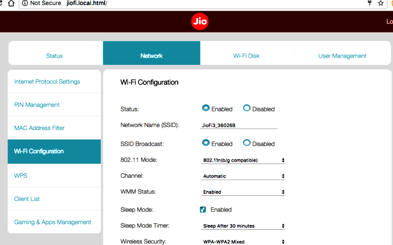 Change JioFi WiFi Password